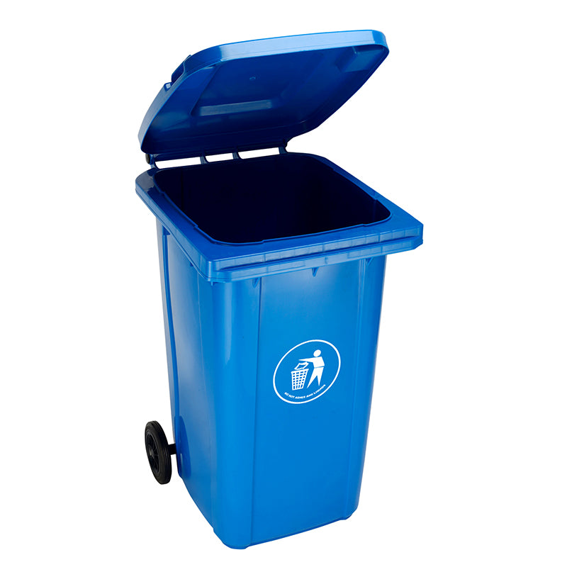 Trash Can, Outdoor, with Wheels and Cover, 120 L