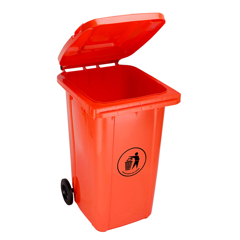 Trash Can, Outdoor, with Wheels and Cover, 120 L