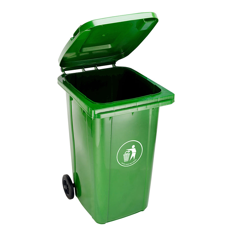 Trash Can, Outdoor, with Wheels and Cover, 120 L